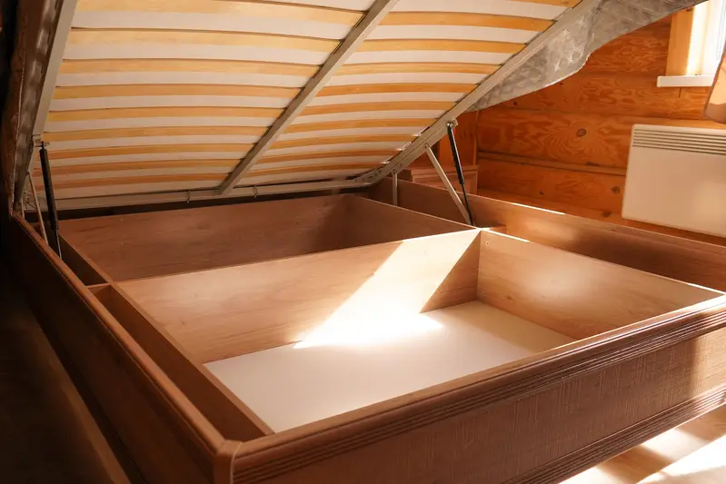 Canapé abatible de madera abierto